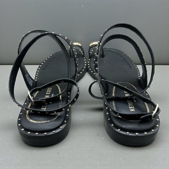 Kenneth Cole Ravenn Black Faux Leather Studded Sandal - Size 9 Med - Picture 7 of 14